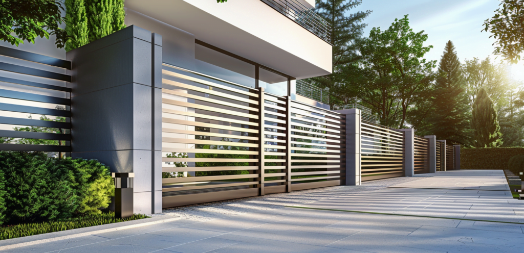 Nowoczesne ogrodzenie w słoneczny dzień